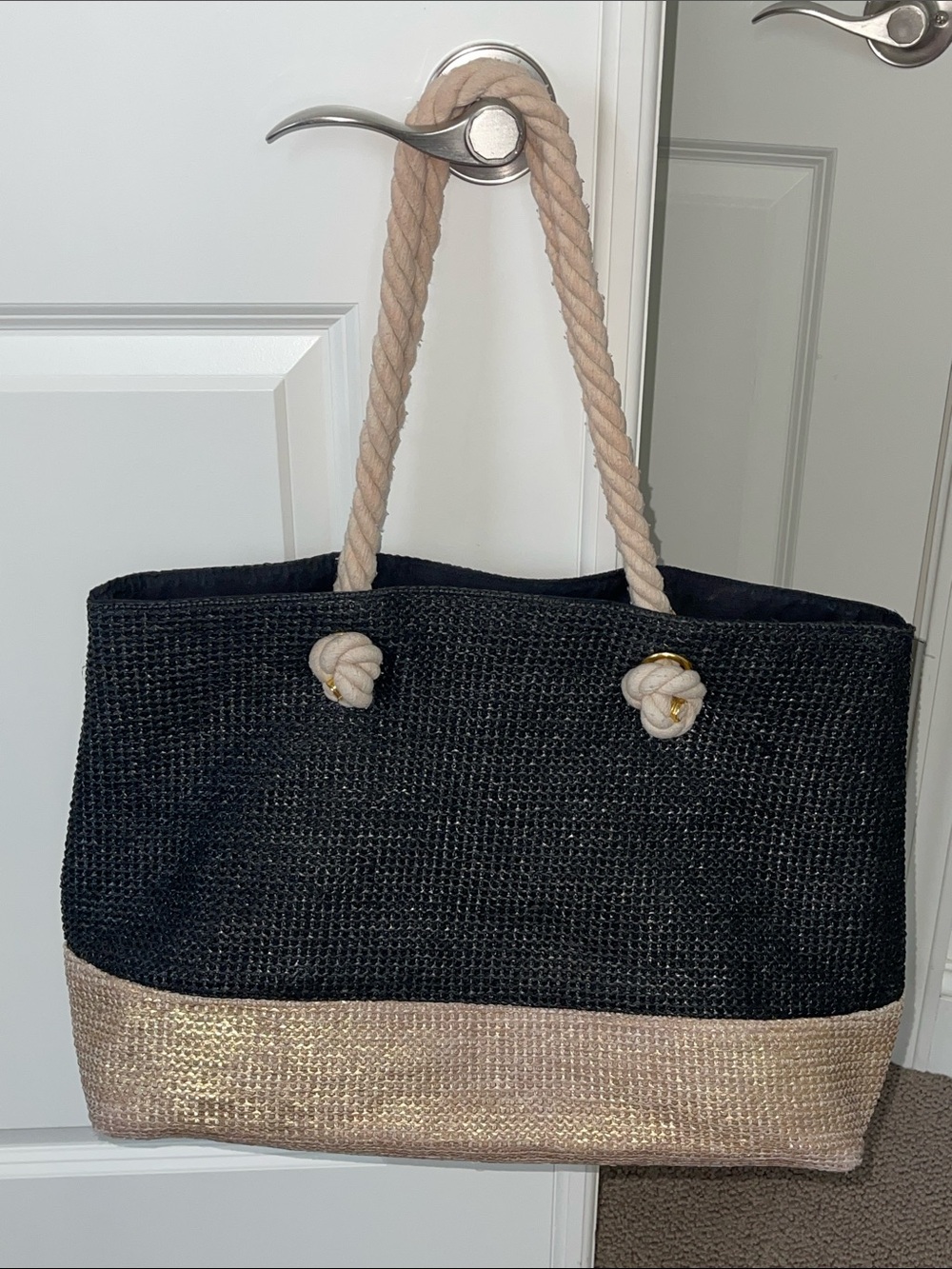 EVERYTHING BUT WATER Rope-Handle Straw Tote